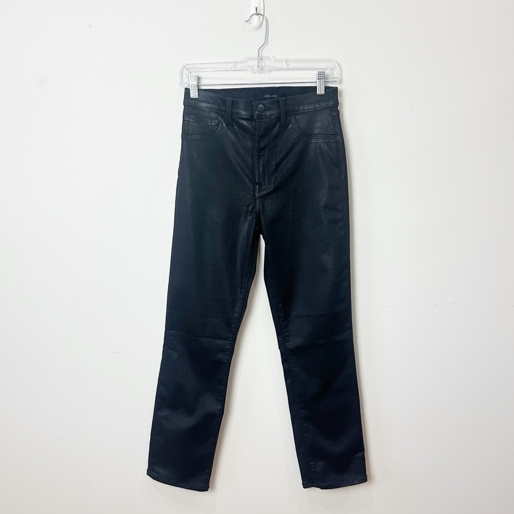 J Brand Alma Stellar Black Waxed Straight Leg Jeans